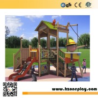 Pinocchio wooden small space outdoor playground with stainless steel slide for kids